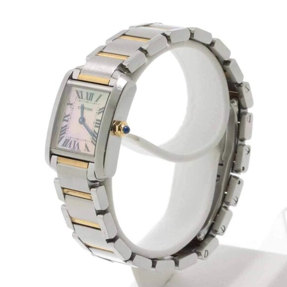 Cartier Tank Francaise SM W51027Q4 750 PG Quartz Pink Shell Dial 90260514 - Picture 3 of 7